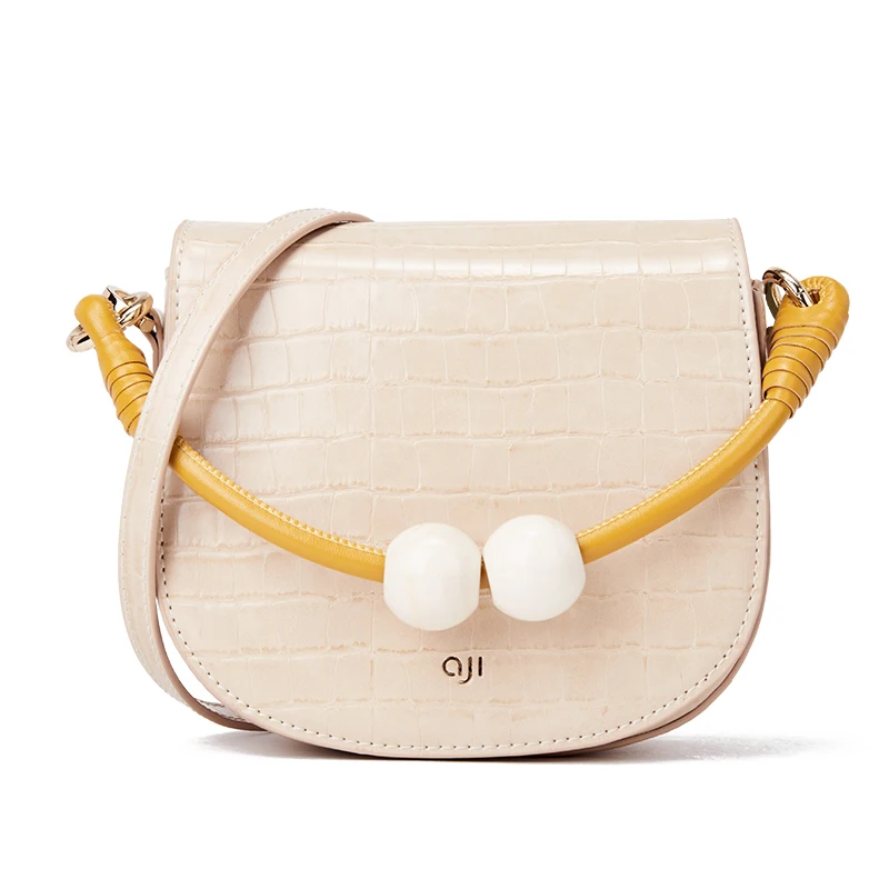 

2020 Guangzhou Supplier Ladies PU Leather Hand Bags Purse Saddle Cross Body Women Shoulder Bags, White