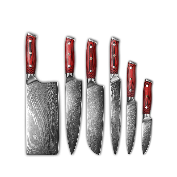 

Professional Damascus Chef Knife Set Kitchen Sharp Damascus Steel Damascus Knife Set, Silver