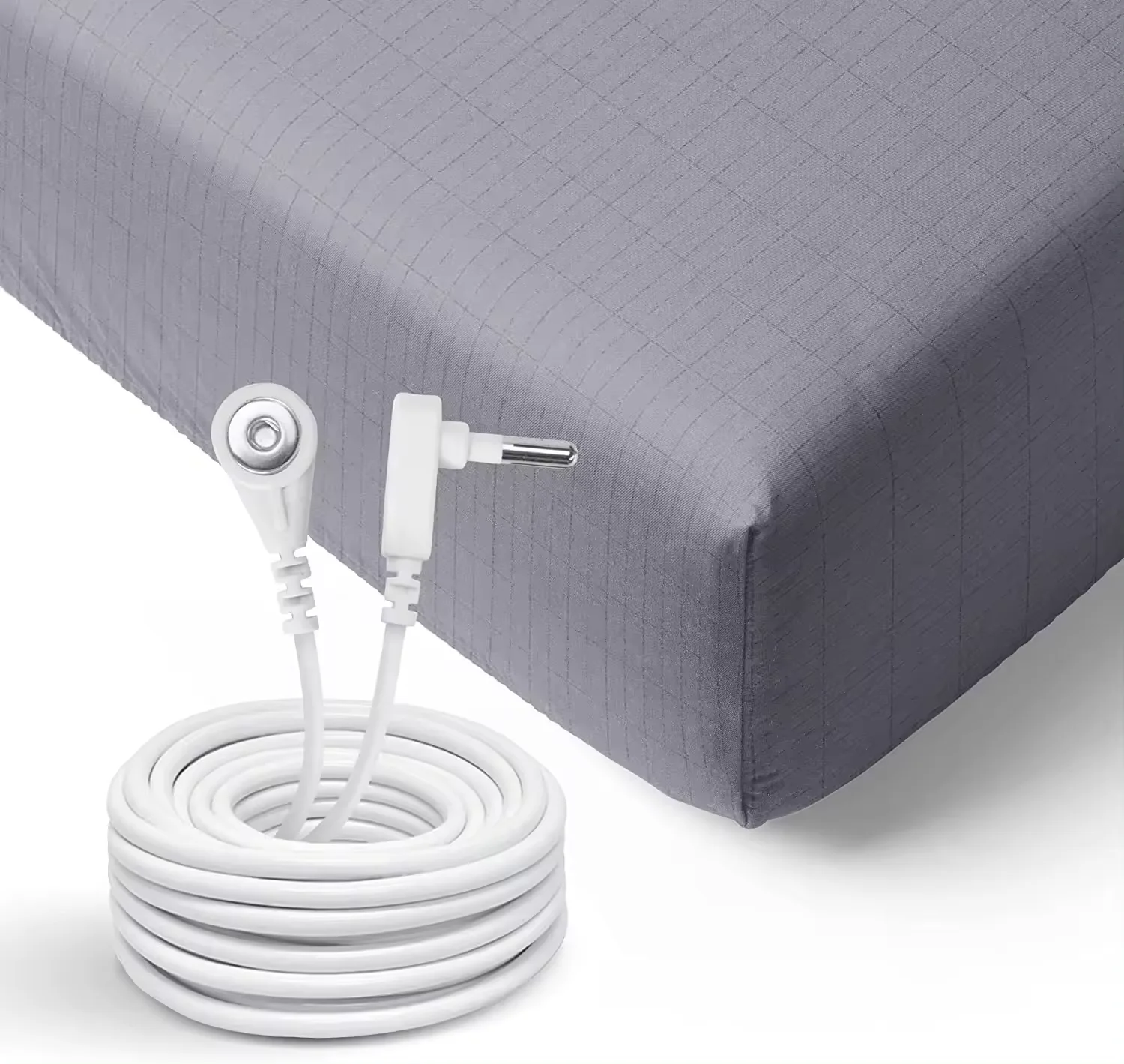 Organic Cotton Fitted Grounding Sheets With Conductive Silver Grounding Cord King Queen Size for Better Sleep Native Health