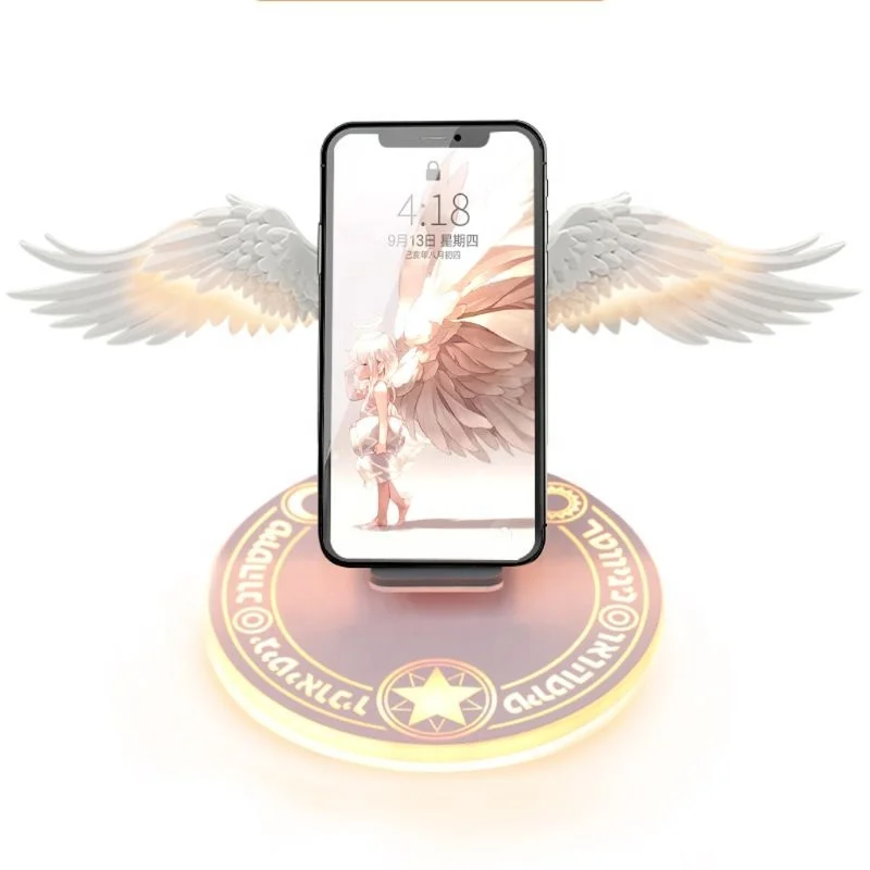 

2021 Amazon Hot Selling Mobile Phone Wireless Charger Angel Wings Wireless Charger, White,black,blue,pink