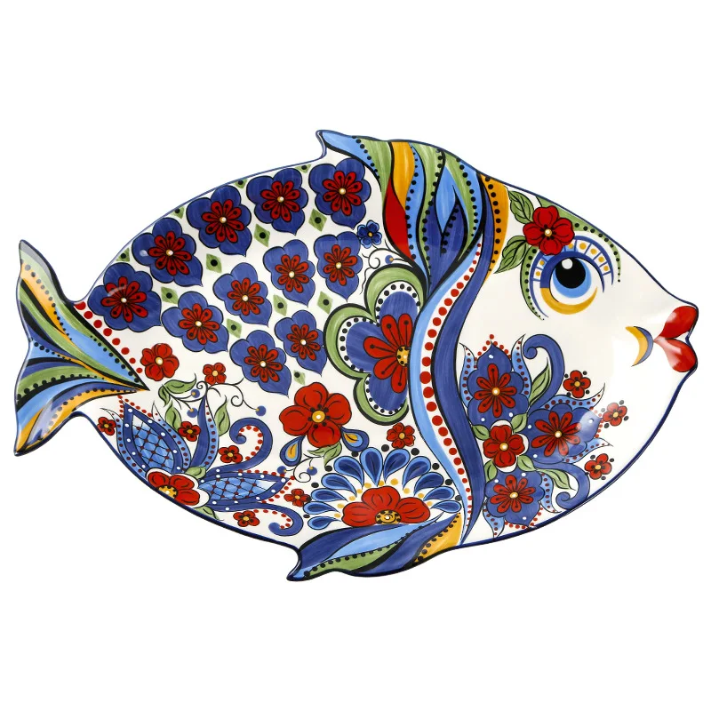 

European-style large creative fish plate personality ceramic decorative plate