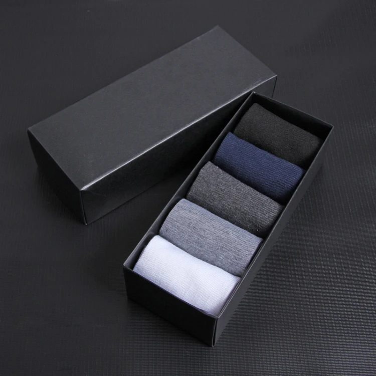 

TKing Wholesale solid color men casual 100 cotton dress 5 pairs box socks, Accept customized color