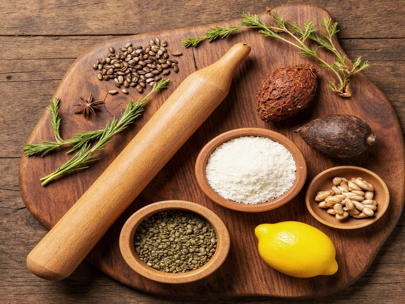 Natural bug repellent ingredients arranged on rustic background