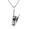 European and American personality punk gesture graphic men's titanium steel pendant necklace