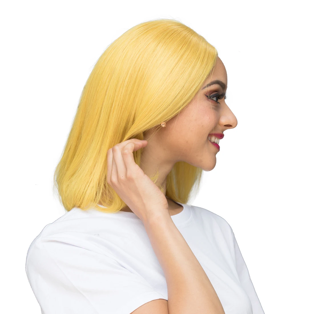Pelucas de cabello humano Bob de color amarillo real de jengibre de Lsy Hair, pelucas de cabello humano virgen con frente de encaje corto recto sin cola para la venta .jpg