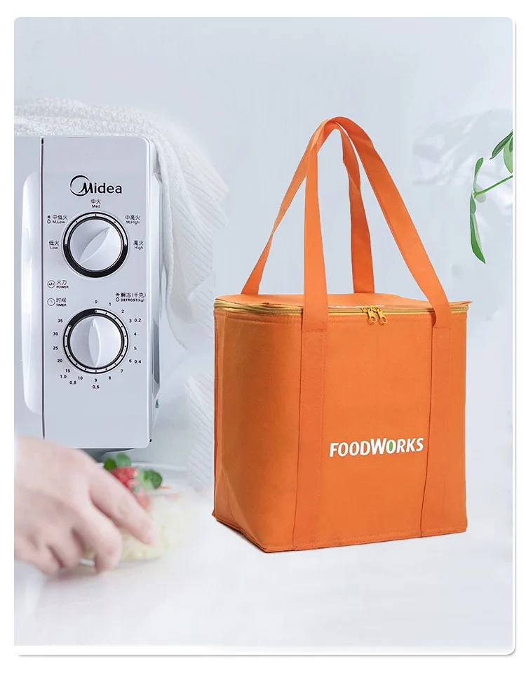 

Hot Sale Insulation Bag Wholesale Portable Non-Woven Advertising Baking Cake Takeaway Zipper Incubator, Customized color