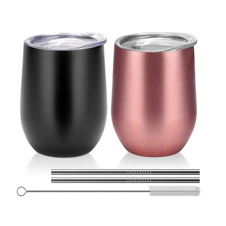 

Wholesale 12oz Powder Coated Stainless Steel Insulated Wine Tumbler With Straw, Customized normal painting;powder coatin or;rubber coating
