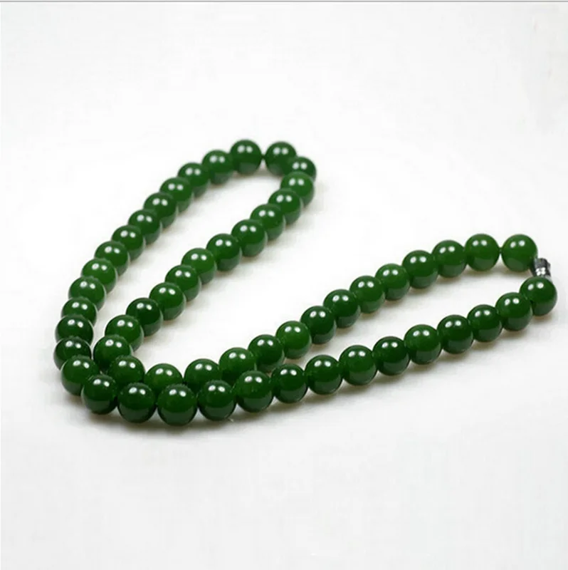 

Wholesale Jewelry Women Beads Necklace Green Jade Stone Natural Hetian Jasperite Charm Necklace