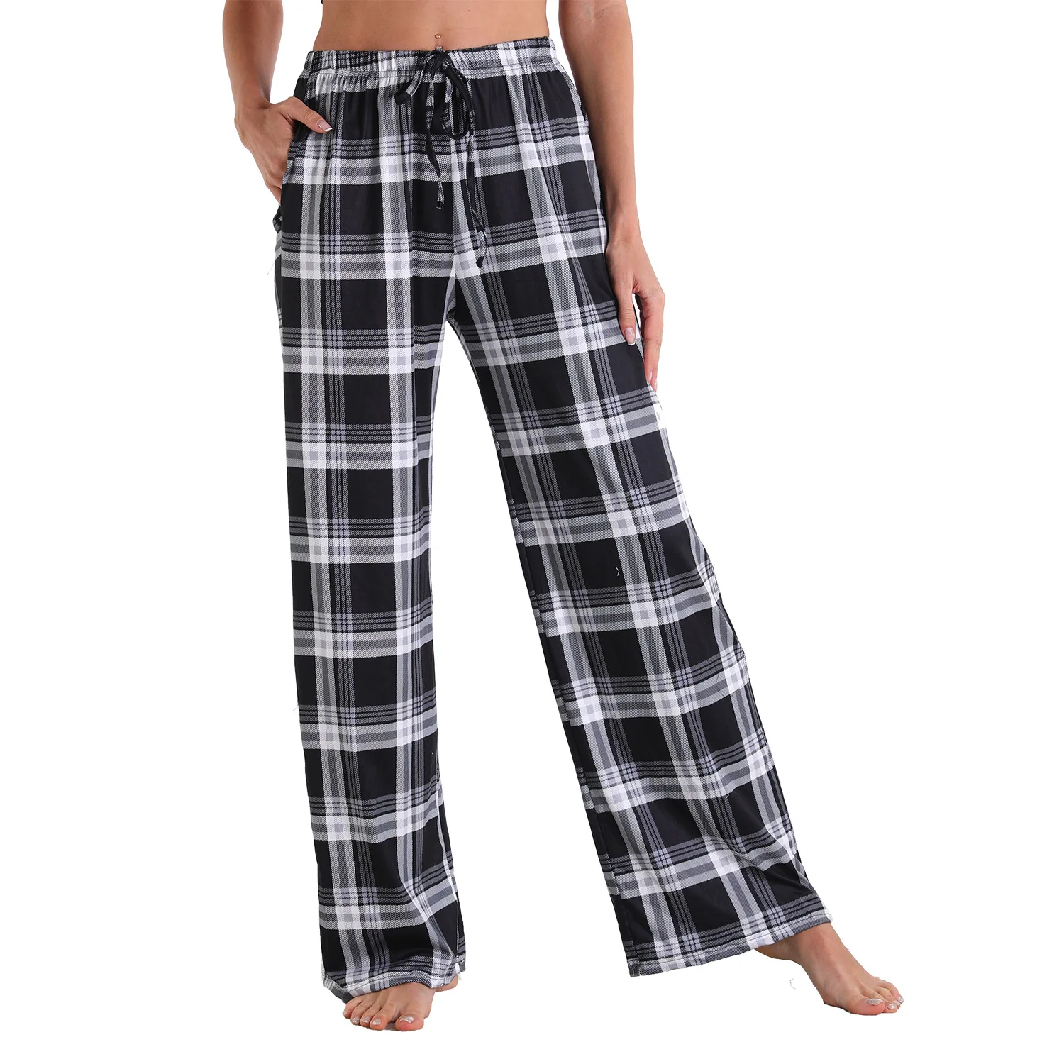 

croft and barrow valentines black white buffalo plaid polyester cotton mens jogger pajama pants with pockets, Picture shows