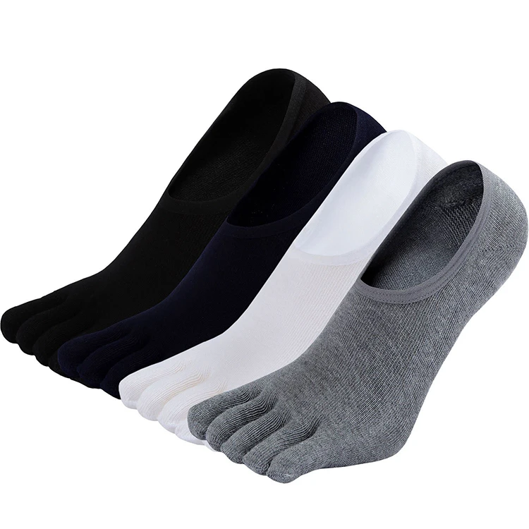 

DL--09 Men's Women's High Quality Cotton Solid Color Lightweight Invisible Low Cut Five-Finger Toe Socks, Custom color