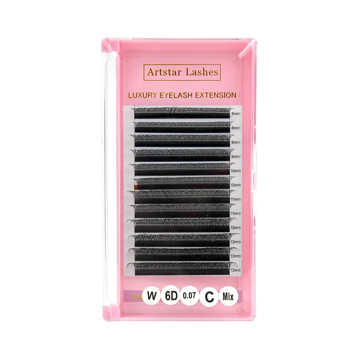 W Shape 6D Natural Eyelash Extensions Tray YY Model Soft Volume Fan Lashes Dark Matte PBT Material M Curl Premium Short Stem"