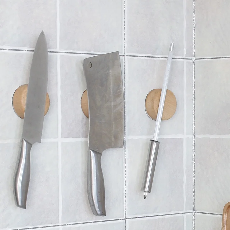 

Wall Mounted Wooden Magnetic Knife Holder for Kitchen, Natural wood color
