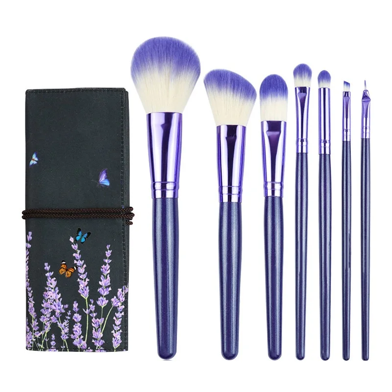 

2021 purple makeup brush set 8pcs cute makeup brushes with bag eyeshadow brush custom label, As pic