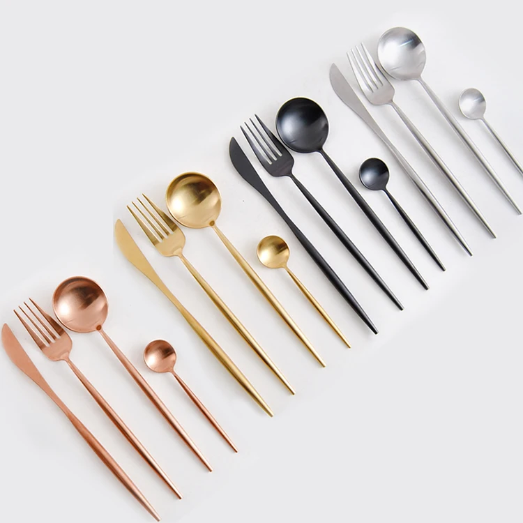 

High Quality 4PCS Stainless Steel Silverware Set Spoon & Fork Knife Set, Silver/gold/rose gold/black/colorful