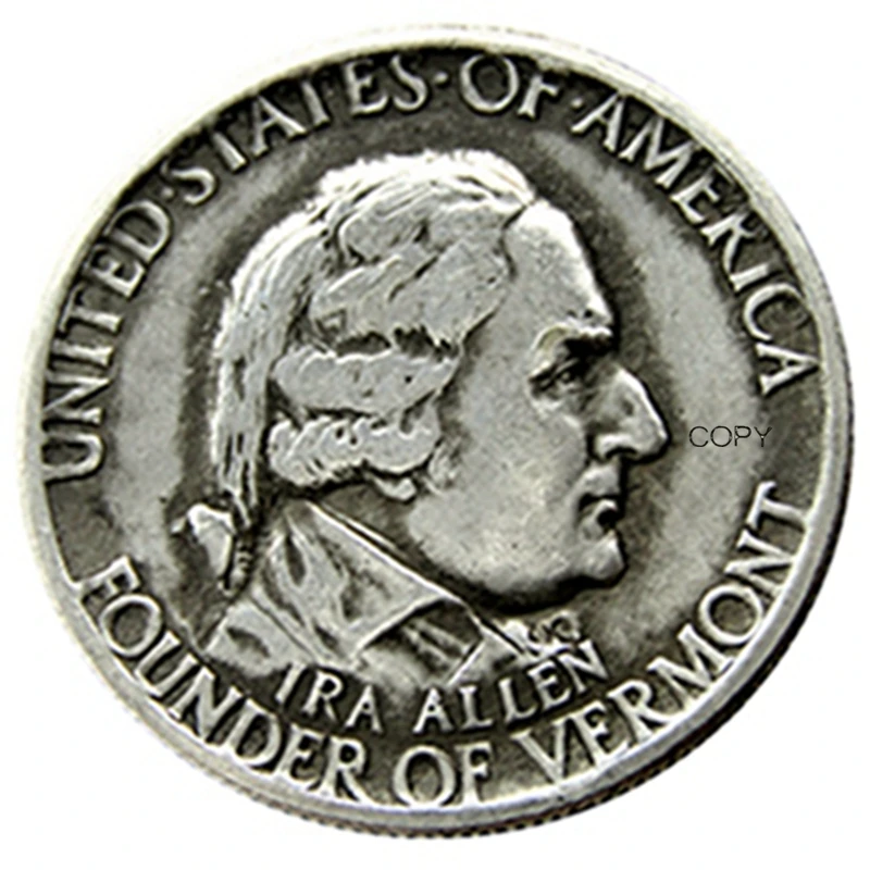 

1927 Verment Half Dollar Commemorative Silver Plated Reproduction Decorative Coins