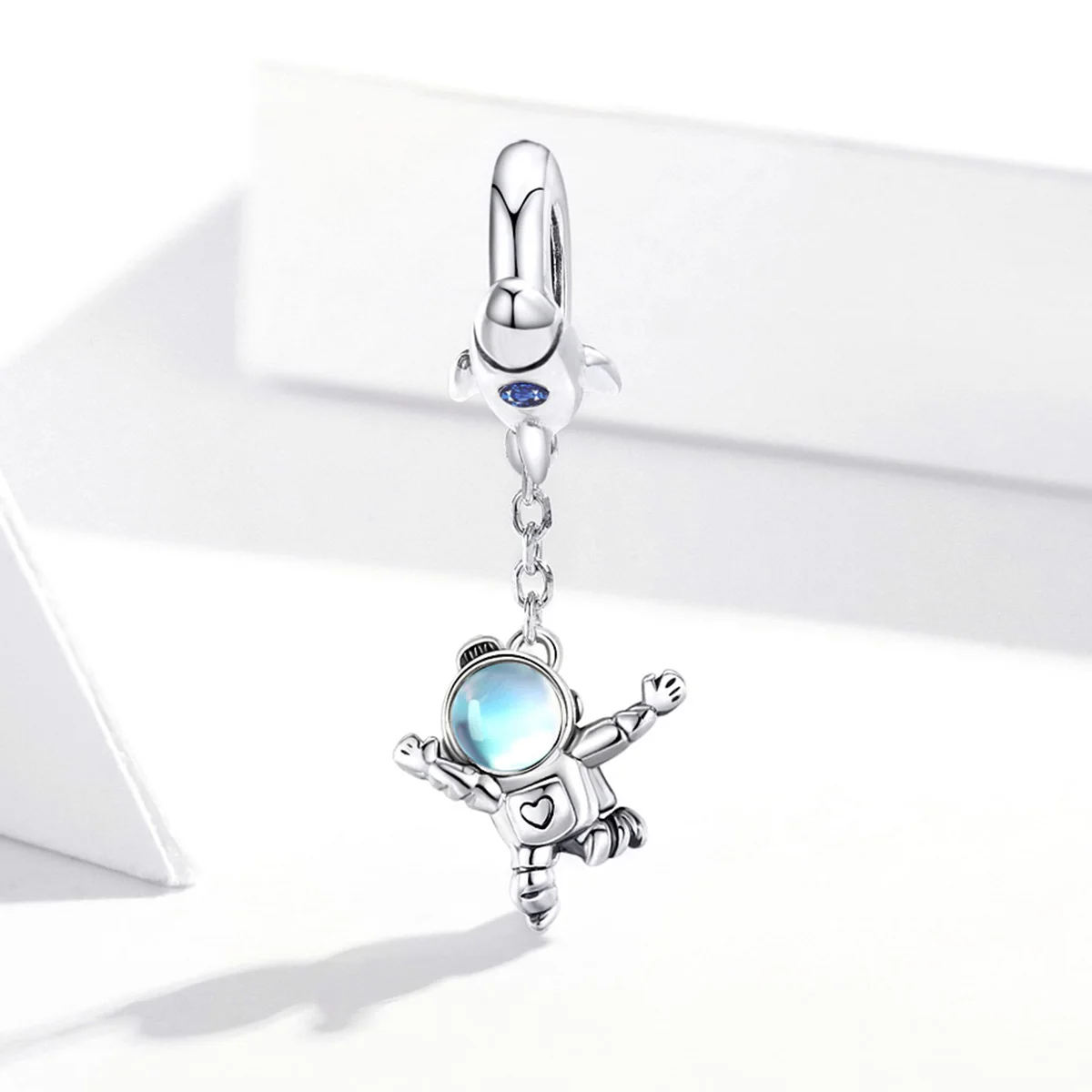 

SCC1695 new arrival spaceship & astronaut silver 925 charm for diy jewelry
