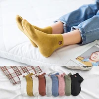 

KANGYI Cotton Yarn Summer Cute Bear embroidery Women Socks Low-cut Ankle Socks