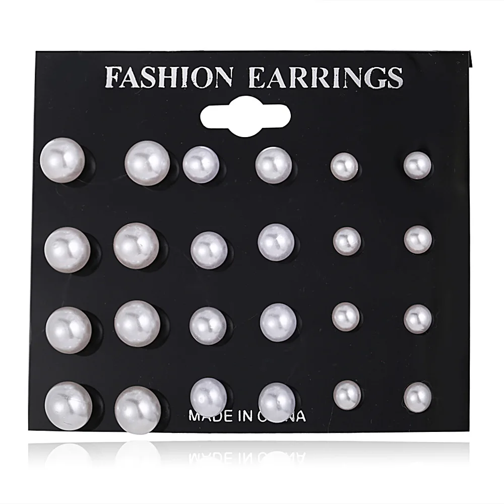 

Jachon Mini Pearl Earrings Set For Women Girls 12 Pairs Simple Pearl Earrings, Like picture