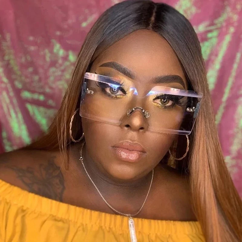 

Quality Oversized One Lens Frameless Men Women Sunglasses