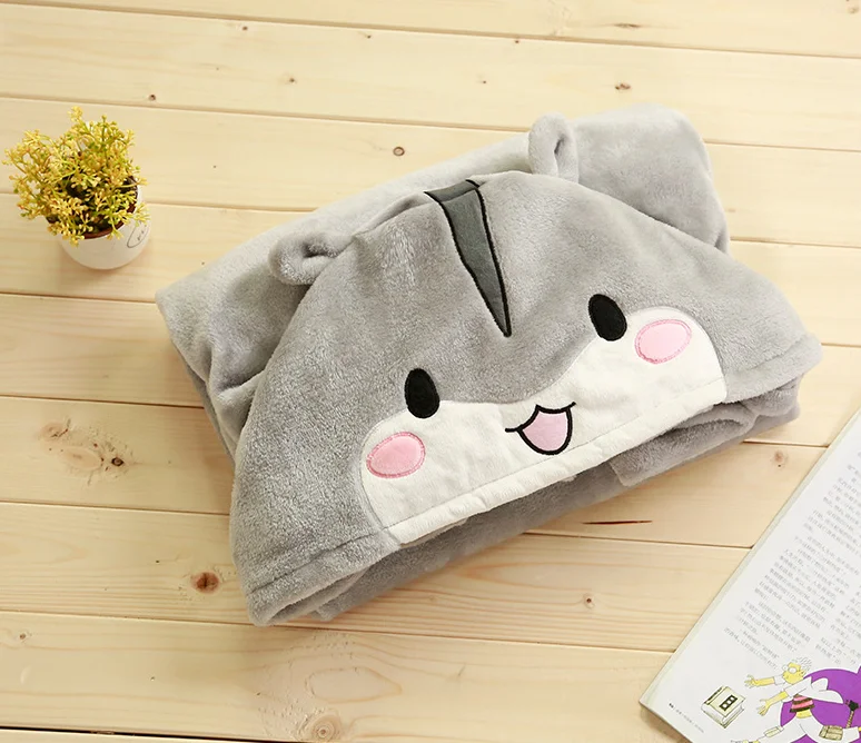 卡哇伊仓鼠斗篷与胡德所有年龄段所有季节多功能毯披肩法兰绒