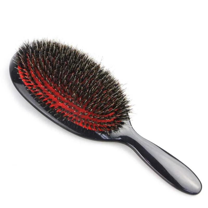 

Masterlee Natural Boar Bristle Hair Brush Wet Hair Scalp Massage Wooden detangler Hair Comb, Black