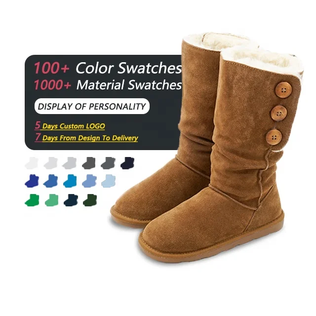 

Warmlab midi slim ladies boots 2021 suede furry fur custom genuine leather cheap ankle winter women's snow boots women for women