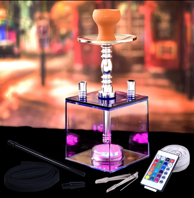 Wholesale Shisha Smoking Square Sheesha Acrylic Portable Ice Led Light