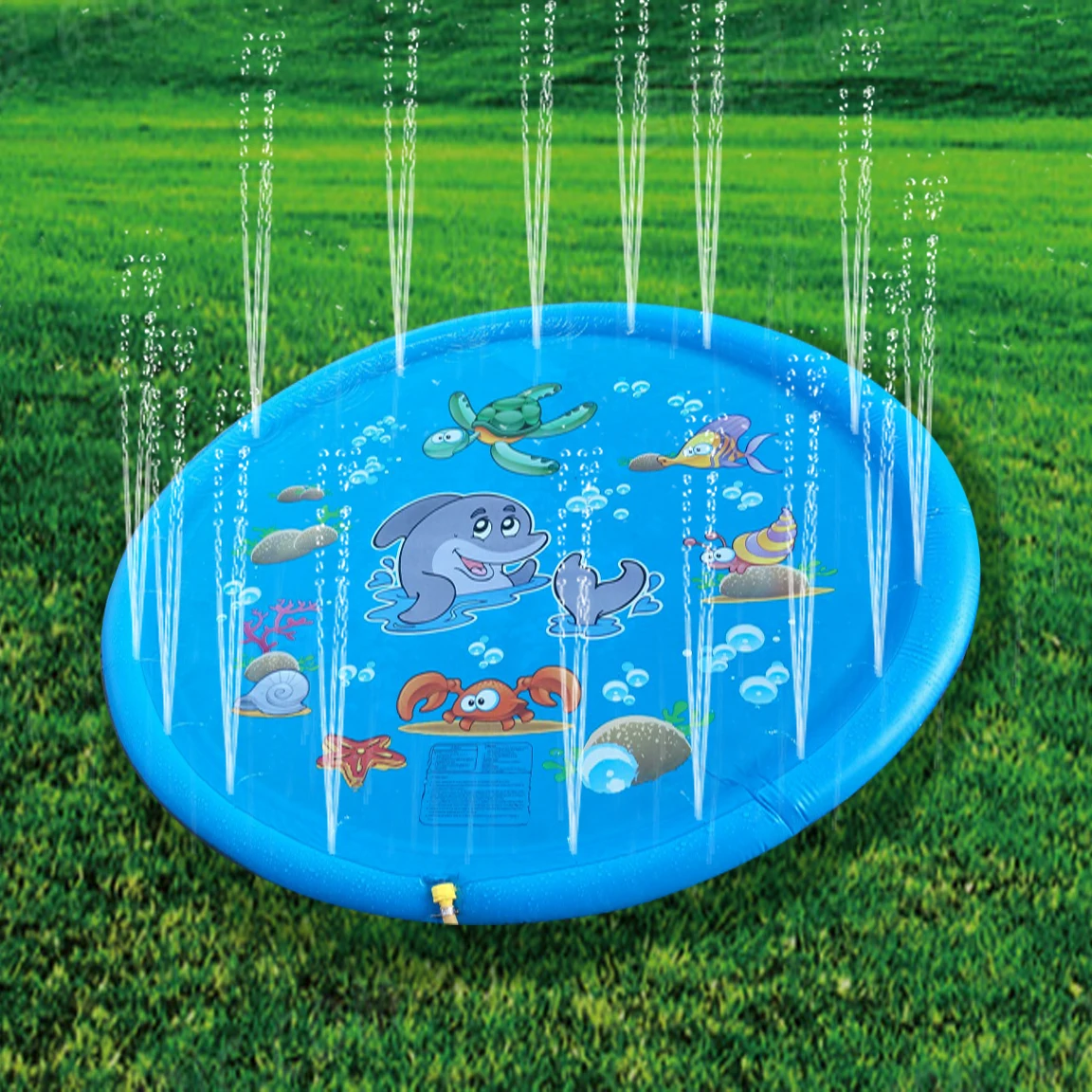 

KM 68" Sprinkle And Splash Play Mat Toy For Children Infants Toddlers And Kids Perfect Inflatable Outdoor Sprinkler Pad >=10, Blue