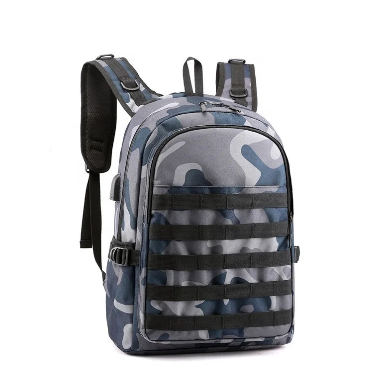

PUBG three-level backpack camouflage computer shoulder backpack waterproof school bag with USB