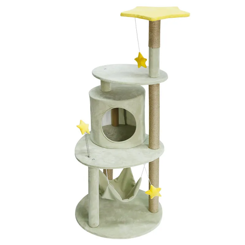 

Hot Cat Tree with Hammock Stars Multi-layered Funny Sisal Scratching Post