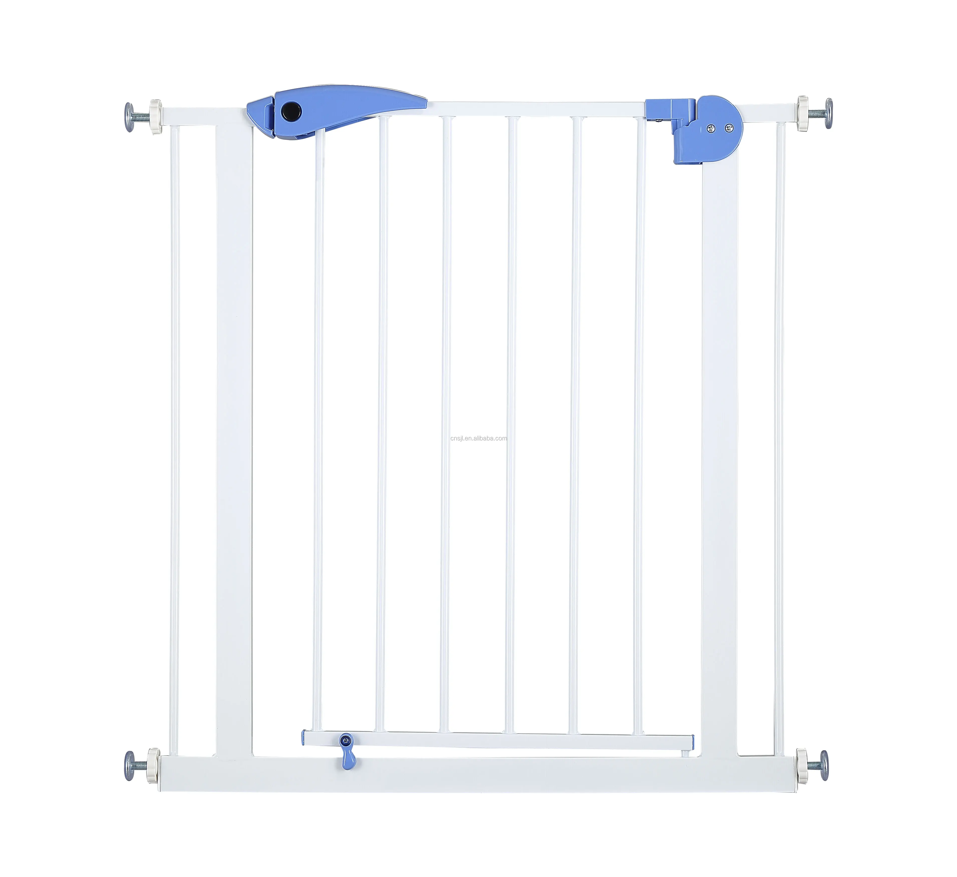 

New Sale Auto-Close Pet Safety Gate Modern Stainless Steel Panels Baby Safety Fence Gates Cute Design Isolation Door Gate, White+ blue/white+grey