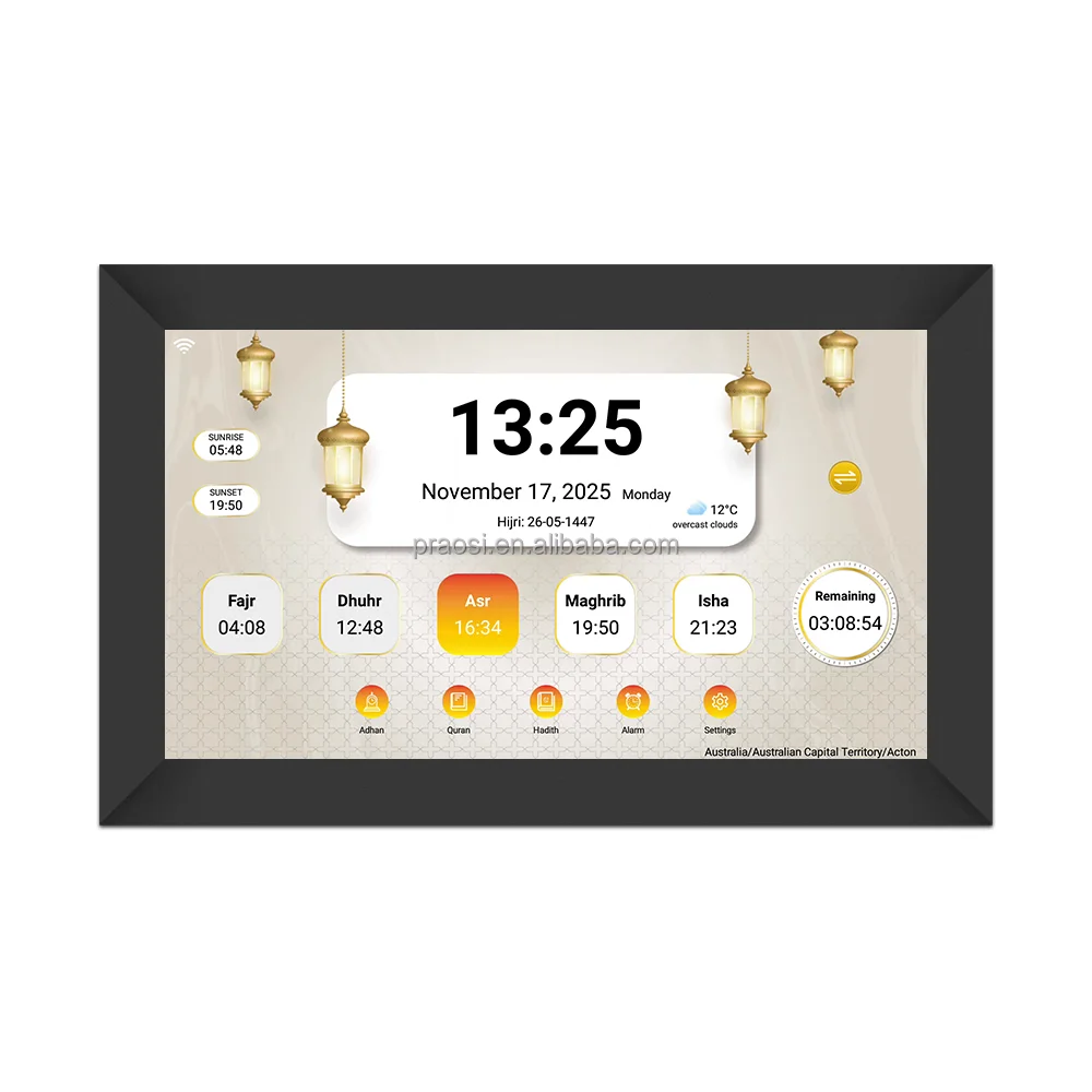 8-10 Digit Azan Prayer Clock Modern Digital Reminder with Adhan for Muslims Mosque Wall Clock with APP Integration