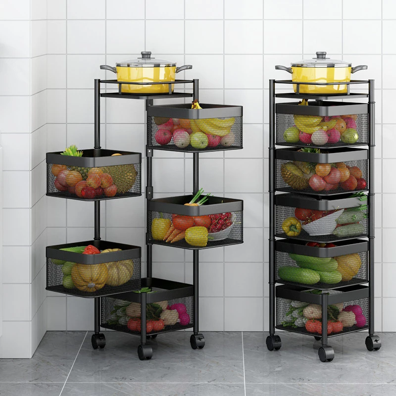 

Kitchen rotating vegetable storage rack floor multi-layer corner rack vegetable basket storage rack