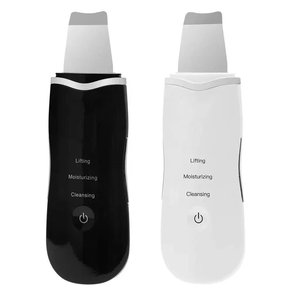 

2021 Portable electric facial dead skin peeling professional spatula private label ultra sonic face cleaner, White