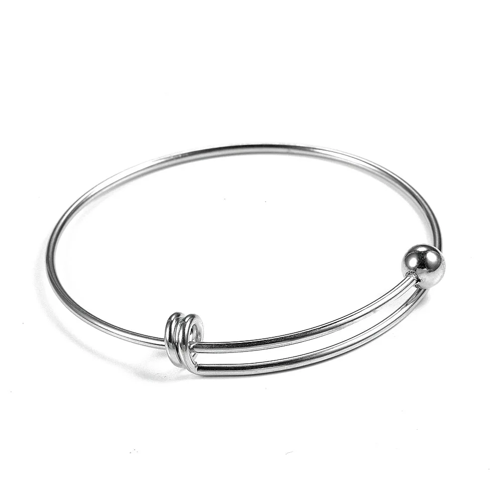 

SZB205 Ebay fashion medical grade stainless steel kids size wire bangle wire wrap expandable bracelet charms, Gold color