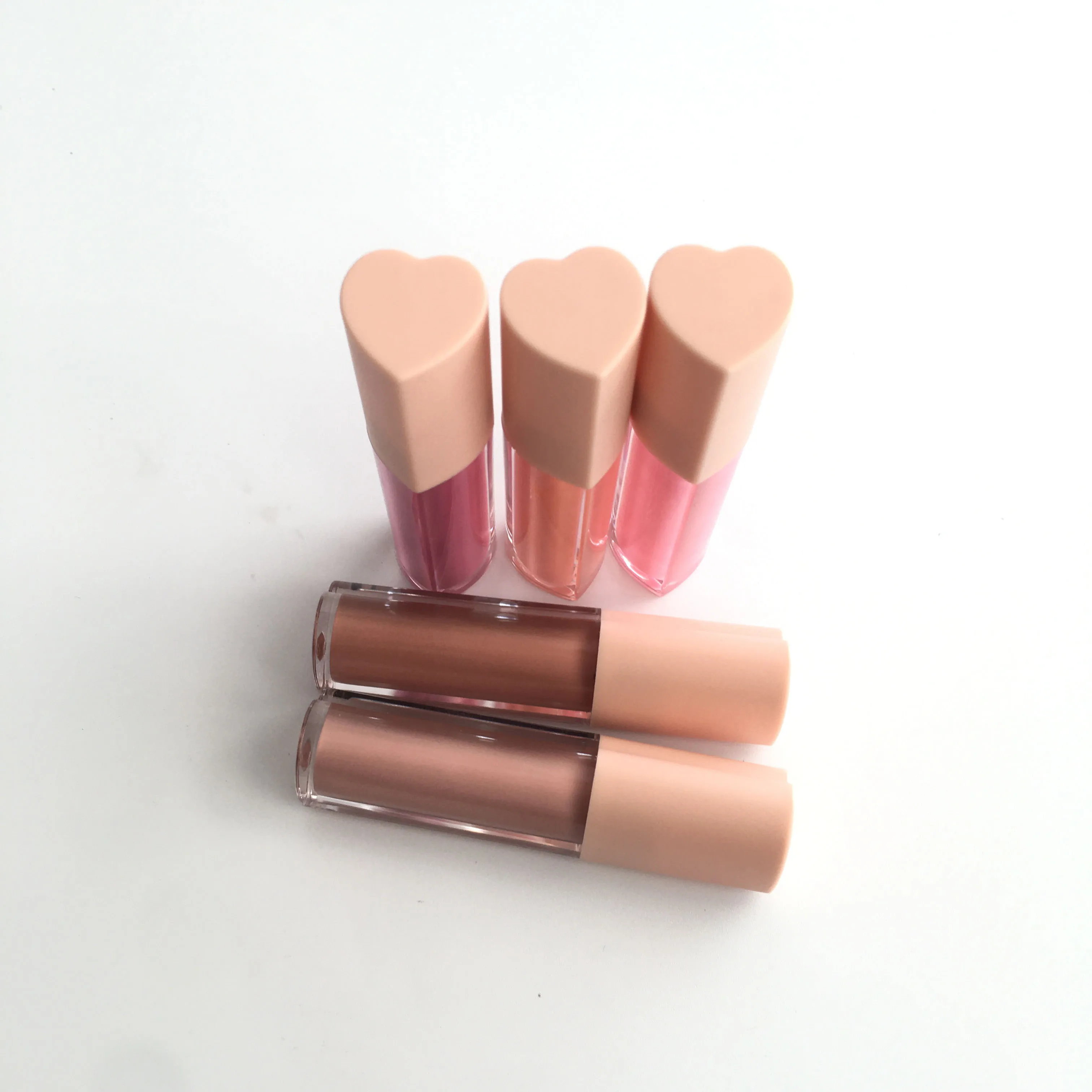 

Lovely wand love pink cover love heart gloss tubes nude clear kids shimmer lip gloss no logo