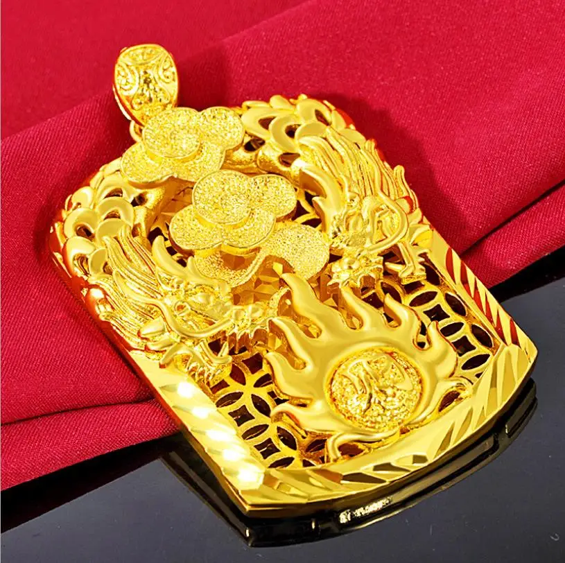 

24k gold flay dragon pendant for men women fashion classic gold dragon jewelry