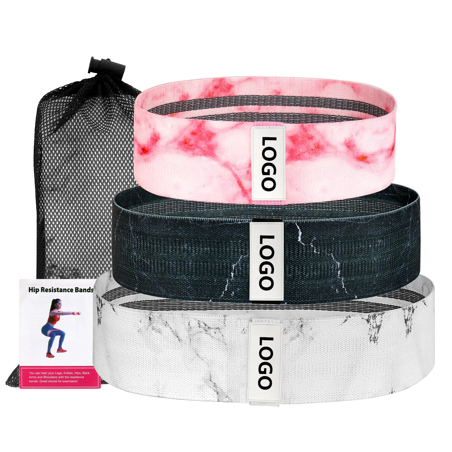 

Best Seller Fabric Resistance Marble Pattern Custom Logo Elastic Fitness Booty Bands