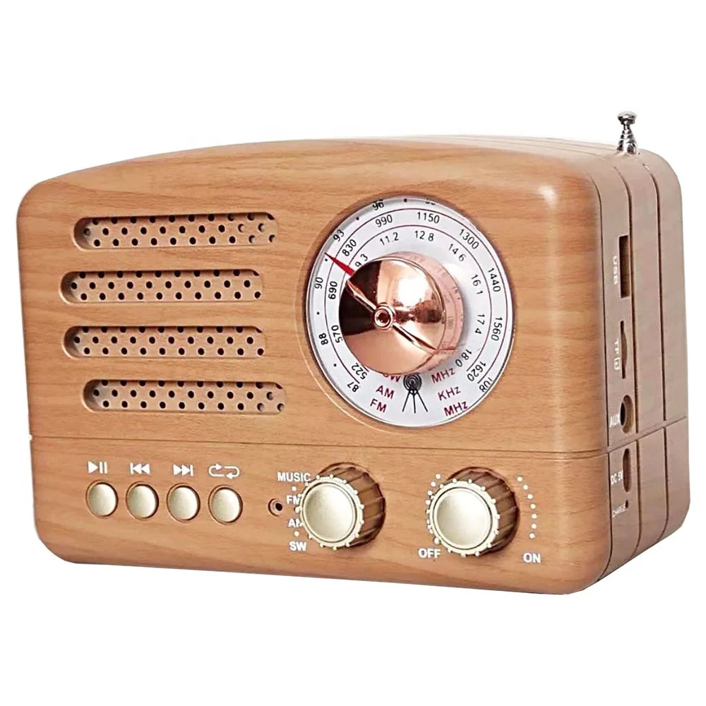 

Hot-selling Portable Wireless Vintage Radio Classic Radio Design Retro FM Radio Pocket Design BT Speaker, Black,brown,gold or customized