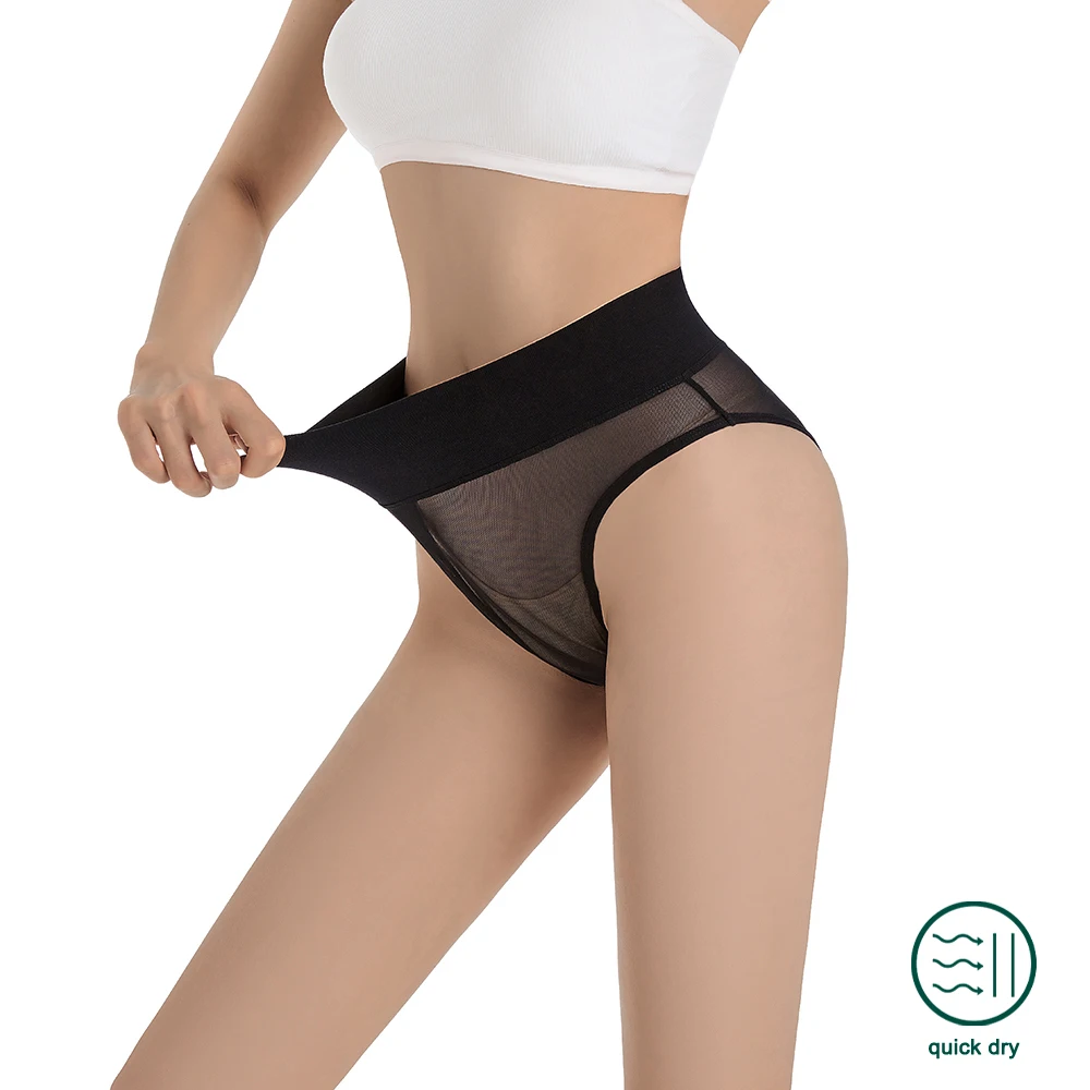 Breathable mesh girls sexy bikini lingerie underwear high stretch comfortable plus size women's panties