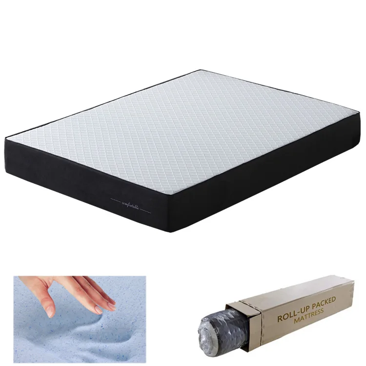 

China mattress manufacturer 10 inch vacuum compressed rolling packing mattress in box cool visco memory foam mattress