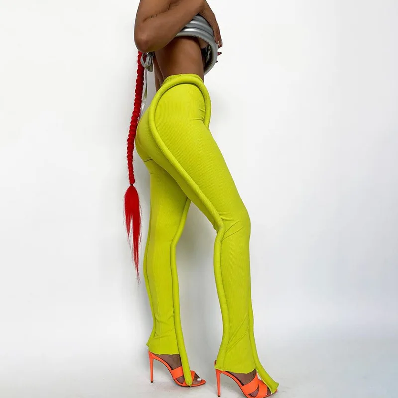 

2022 New Hot Unique Special Neon Funky Pants Tube Top Sets Long Slim Casual Womens Leggings
