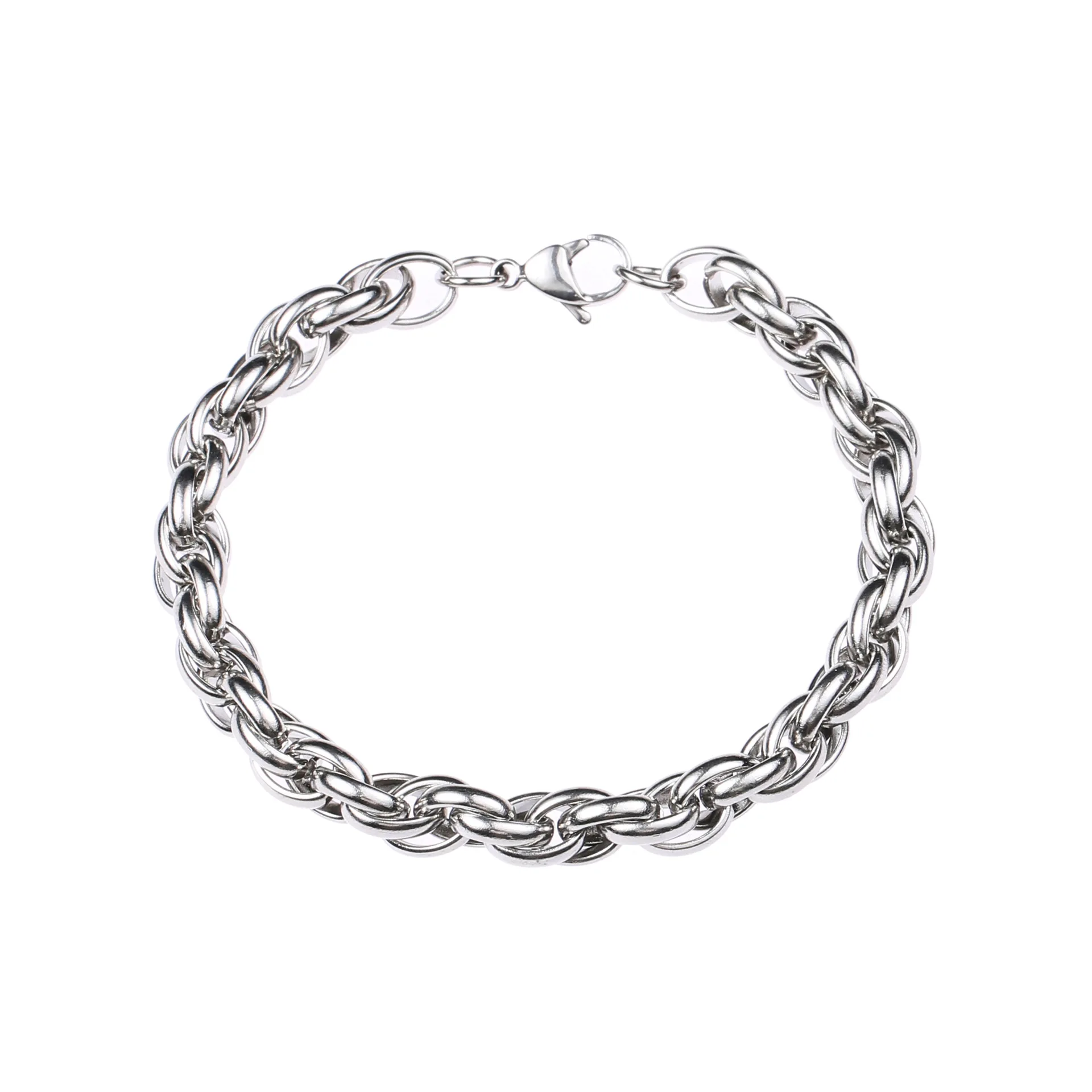Vintage Jewelry Simple Man Stainless Steel Twisted Chain Bracelet