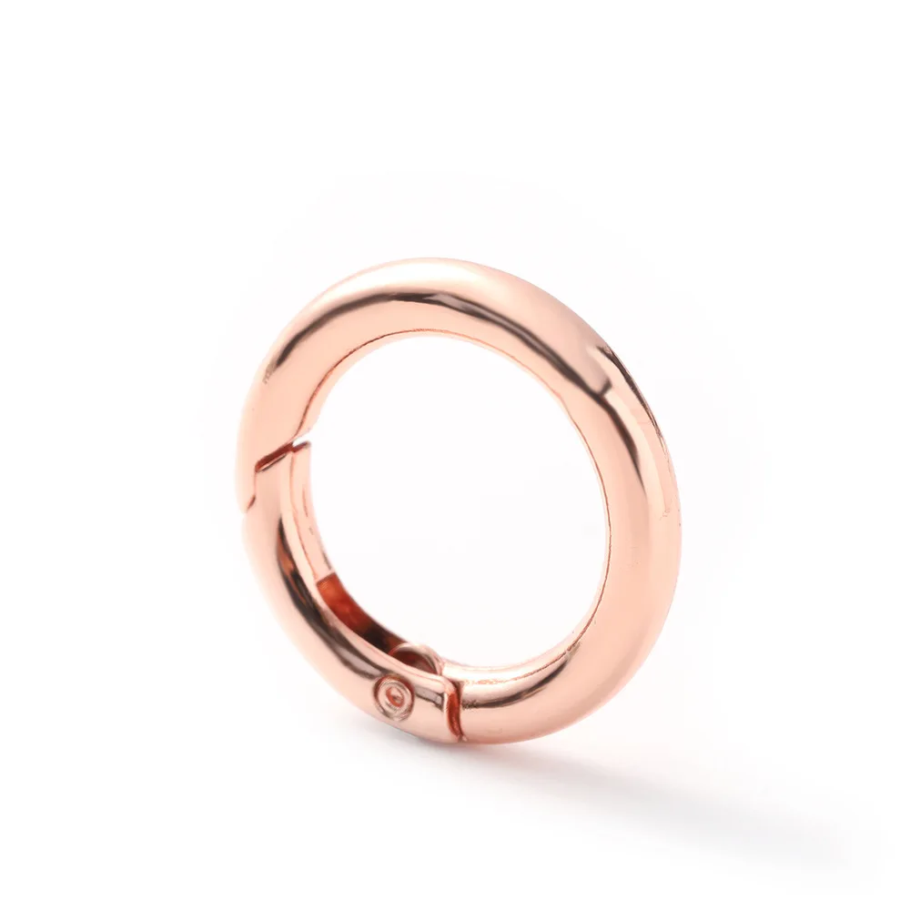 

New Fashion Rose Gold Metal O Spring Ring Gate Ring Round Carabiner Detachable Ring Wholesale, Nickle ,gold ,gunmetal or as your request