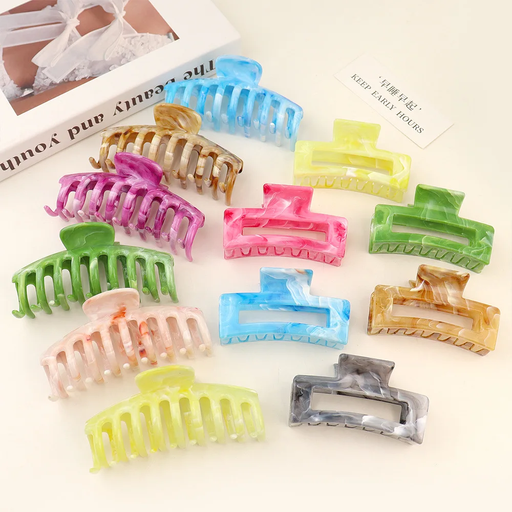 

Fashion simple 2 design Multi-colored Marbling Square plastic hair claw shark claw hair claw