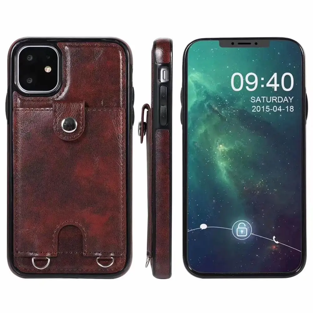 

Leather Cell Phone Chain Bag Card Wallet With Shoulder Strap Case for iPhone XR X 6 6S plus 8 7 plus XS MAX Case Cover
