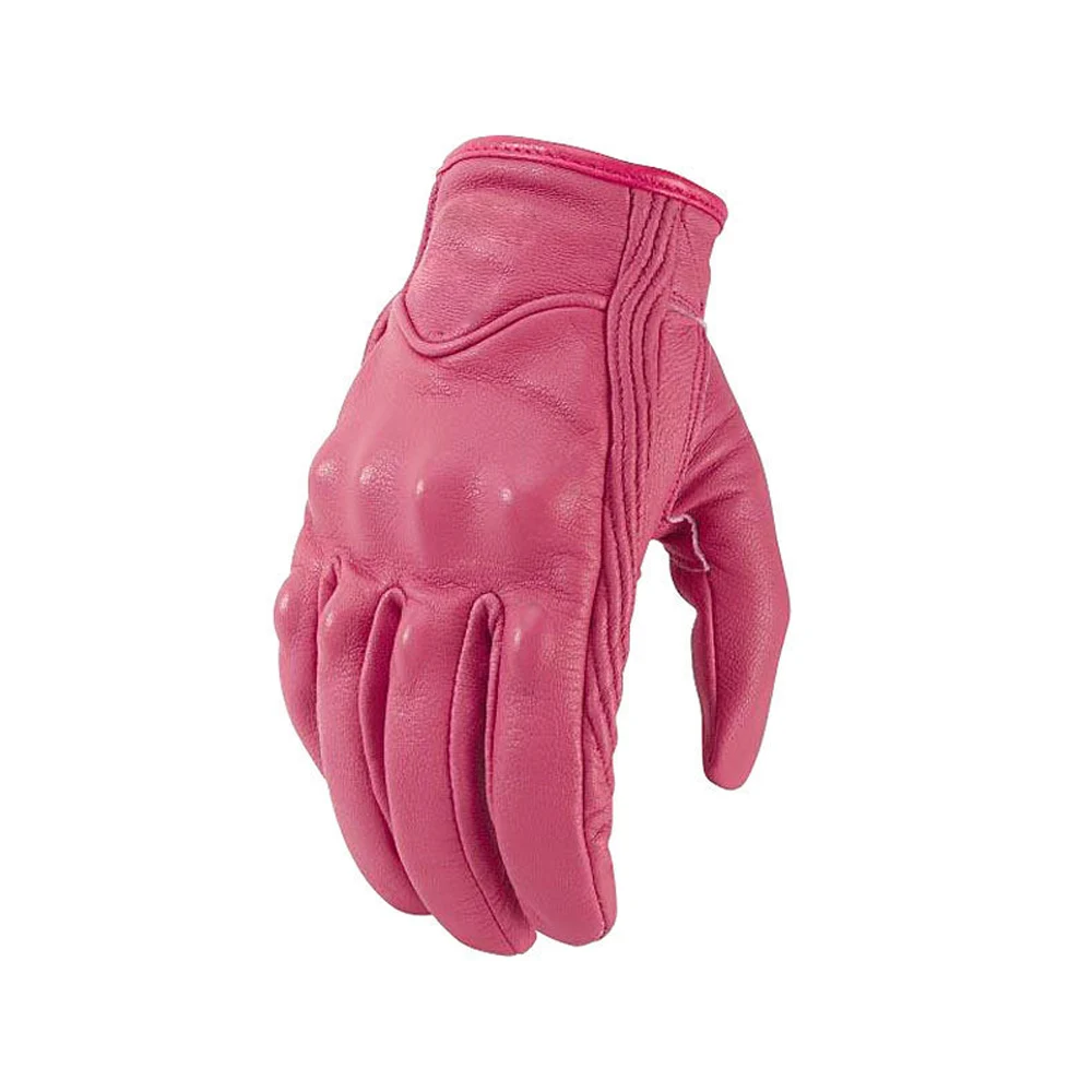 

New Wildmx pink Vintage Genuine Leather Motorcycle Racing Riding Gloves Men Women Off Road Sport Knight Luvas de Moto