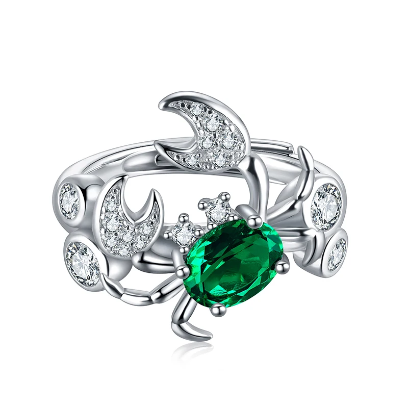 

2021 luxury new design sterling silver 925 jewelry lab created emerald rings for women, Green