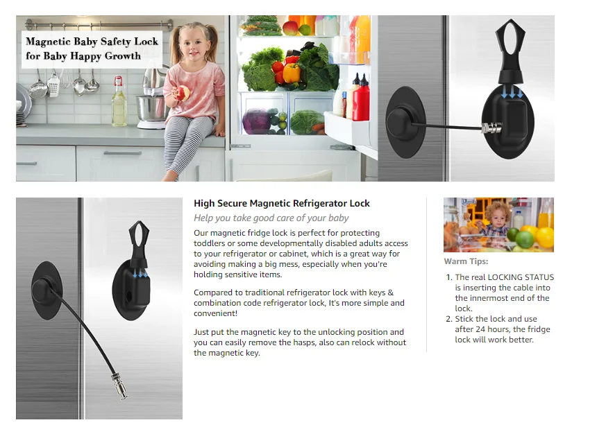 Refrigerator Lock,Childproof Fridge Lock With Strong