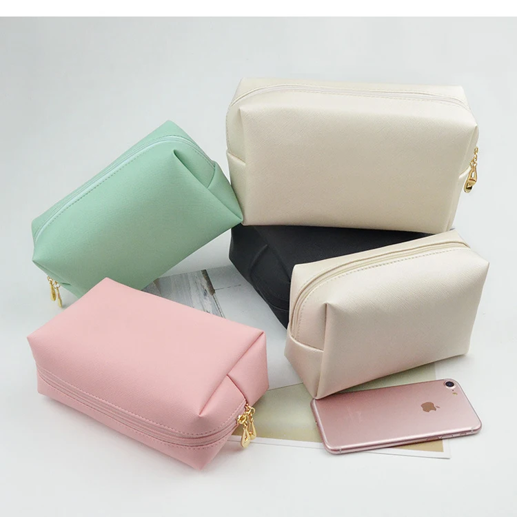 

Luxury custom promotional women PU makeup cosmetic bag wholesale with zipper